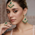 Gold Plated Verdant Majesty Kundan Tikka Set