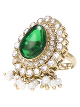 Gold Plated Verdant Majesty Kundan Tikka Set