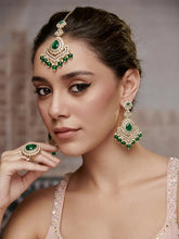 Gold Plated Verdant Majesty Kundan Tikka Set