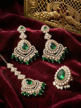 Gold Plated Verdant Majesty Kundan Tikka Set
