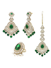 Gold Plated Verdant Majesty Kundan Tikka Set