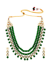 Jewelled Fantasy Green Faux Pearls Kundan Long Necklace Set