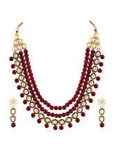 Jewelled Fantasy Green Faux Pearls Kundan Long Necklace Set