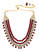 Jewelled Fantasy Kundan Pearl Necklace - Maroon