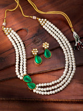 Pearl Elegance Rani Pink Stones Necklace Set