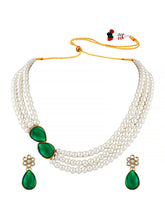 Pearl Elegance Rani Pink Stones Necklace Set