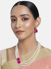 Pearl Elegance Rani Pink Stones Necklace Set