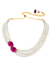 Pearl Elegance Rani Pink Stones Necklace Set