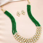 Symphony Kundan Long Necklace Set - Green
