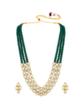 Green Symphony Kundan Long Necklace Set