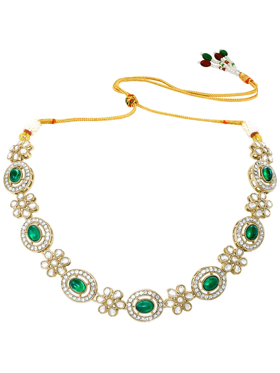 Gold Plated Emerald Opulence Necklace Set