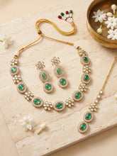 Gold Plated Emerald Opulence Necklace Set