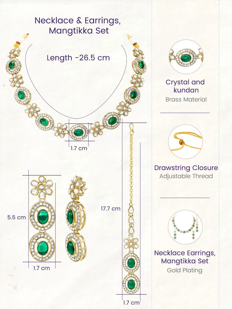 Gold Plated Emerald Opulence Necklace Set