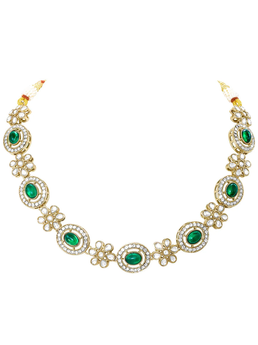 Gold Plated Emerald Opulence Necklace Set