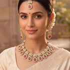 Gold Plated Exquisite Ruby Kundan Set