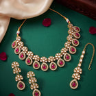 Gold Plated Exquisite Ruby Kundan Set