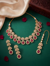 Gold Plated Exquisite Ruby Kundan Set