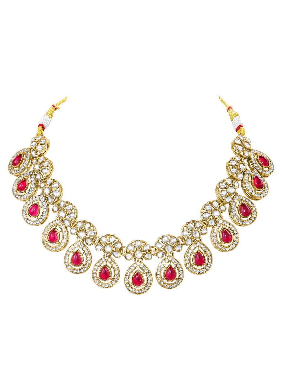 Gold Plated Exquisite Ruby Kundan Set
