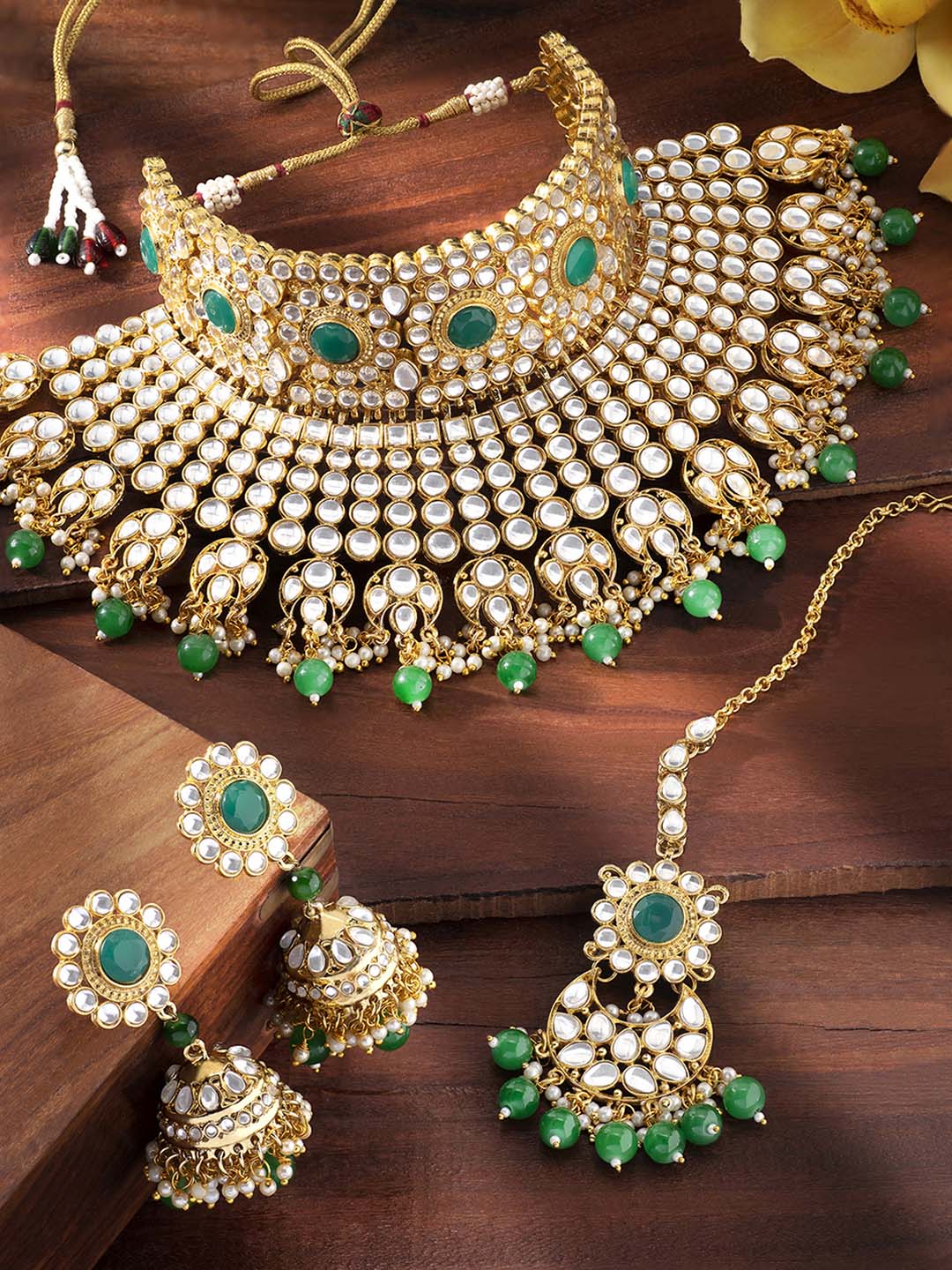 Lush Greens Kundan Pearl Bridal Set