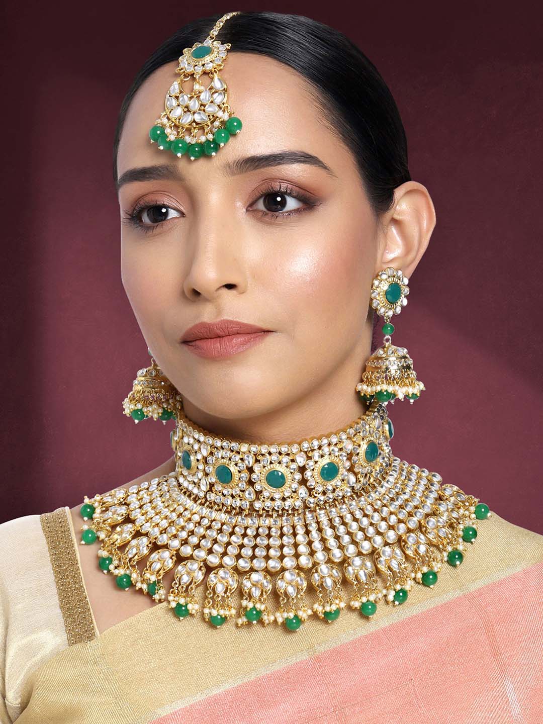 Lush Greens Kundan Pearl Bridal Set