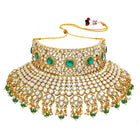 Kundan Pearl Bridal Necklace Set - Green