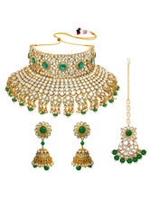 Kundan Pearl Bridal Necklace Set - Green
