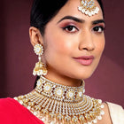 Kundan Pearl Bridal Necklace Set - White