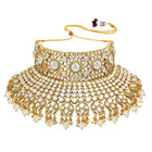 Kundan Pearl Bridal Necklace Set - White