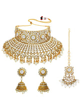 Kundan Pearl Bridal Necklace Set - White