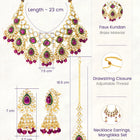 Gold Plated Ruby Kundan Crest Necklace Set