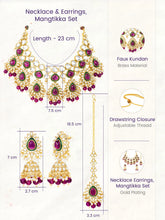 Gold Plated Ruby Kundan Crest Necklace Set