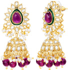 Gold Plated Ruby Kundan Crest Necklace Set
