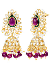 Gold Plated Ruby Kundan Crest Necklace Set