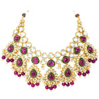 Gold Plated Ruby Kundan Crest Necklace Set