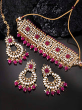 Lustrous Rani Pink Faux Pearl Kundan Choker Set