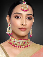 Lustrous Rani Pink Faux Pearl Kundan Choker Set