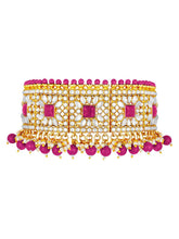 Lustrous Rani Pink Faux Pearl Kundan Choker Set