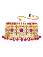 Lustrous Rani Pink Faux Pearl Kundan Choker Set