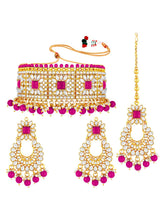 Lustrous Rani Pink Faux Pearl Kundan Choker Set