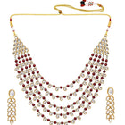 Chic Layers Kundan Faux Pearl Necklace Set - Maroon