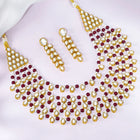 Chic Layers Kundan Faux Pearl Necklace Set - Maroon