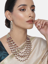 Chic Layers Kundan Green Faux Pearl Necklace Set