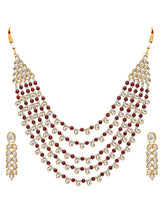 Chic Layers Kundan Green Faux Pearl Necklace Set