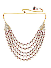 Chic Layers Kundan Green Faux Pearl Necklace Set