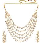 Chic Layers Kundan Faux Pearl Necklace Set - White