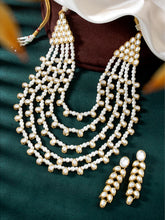 Chic Layers Kundan Green Faux Pearl Necklace Set