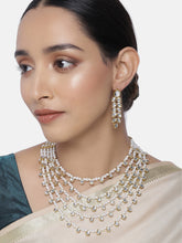 Chic Layers Kundan Green Faux Pearl Necklace Set