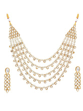 Chic Layers Kundan Green Faux Pearl Necklace Set