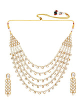 Chic Layers Kundan Green Faux Pearl Necklace Set