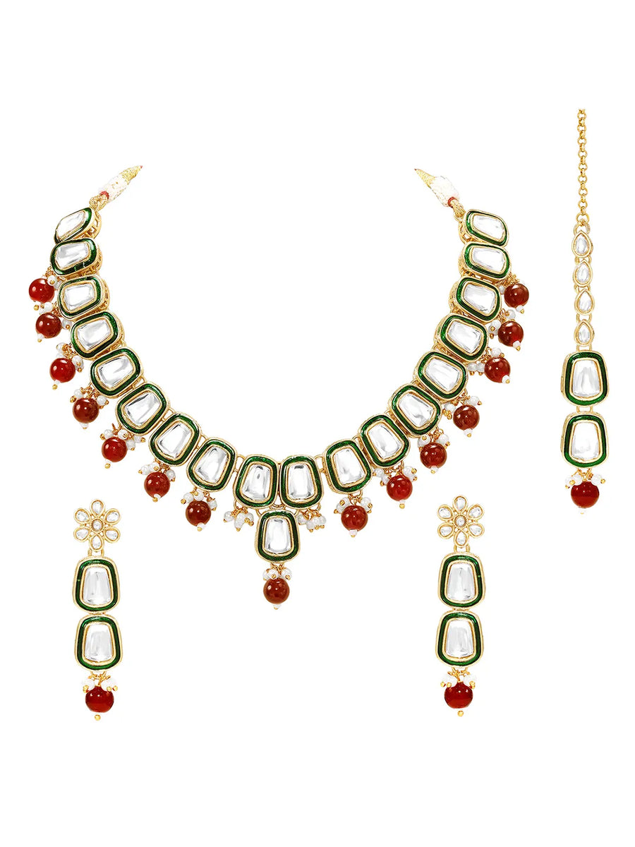 Gold Plated Royal Crest Kundan Necklace Set